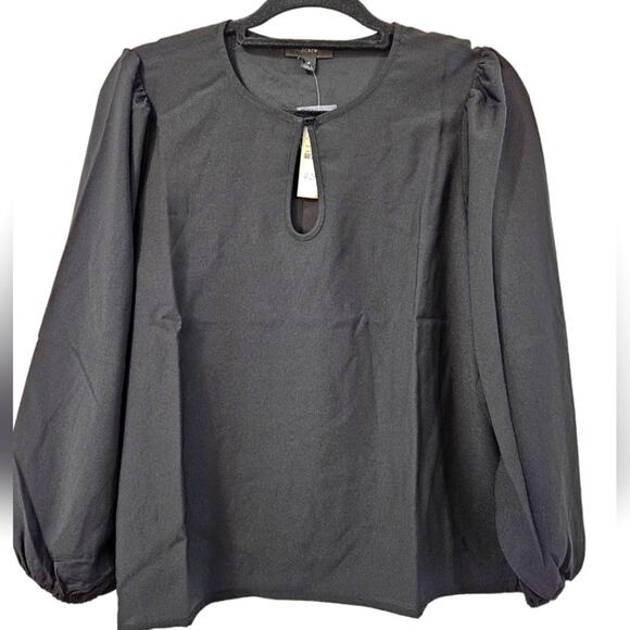 J. Crew Puff Sleeve Satin-Back Crepe Top Size Large Tall - Picture 2 of 6